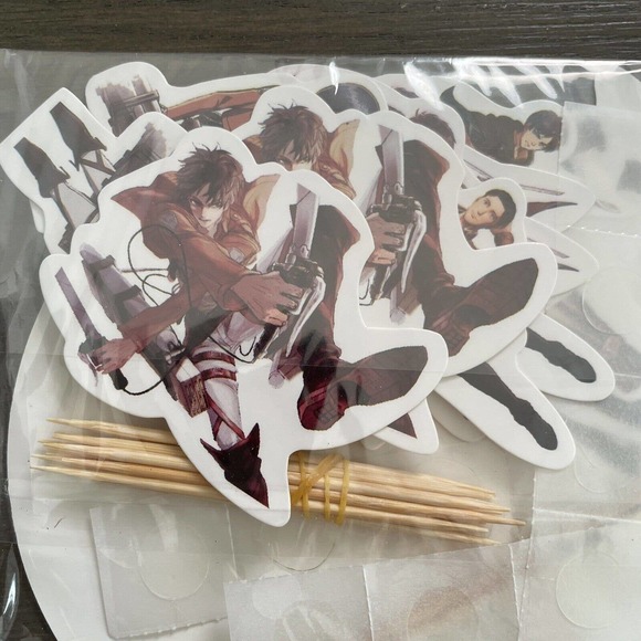 Attack on Titan Banner Cake Cupcake Toppers Birthday Decorations Supplies Anime - Picture 3 of 4